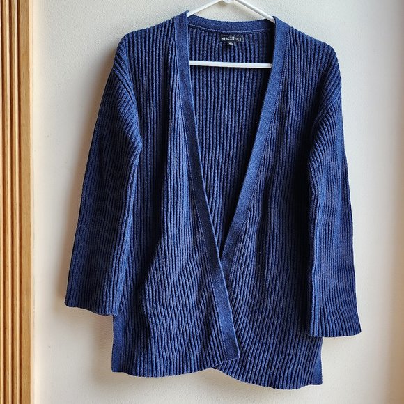 J. Crew Mercantile Navy Ribbed Open Cardigan Size Small - Picture 8 of 16